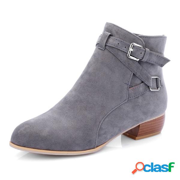 Chunky Heel Buckle Decoração Ankle Boots