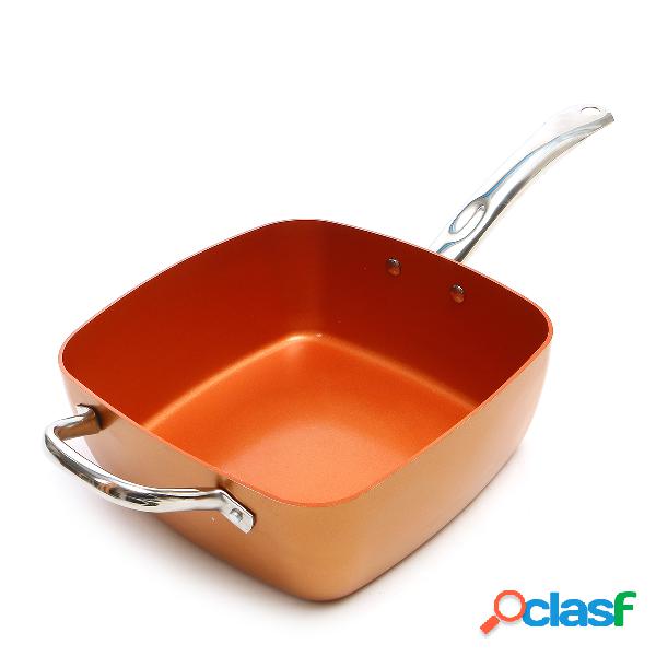 Cobre Square Pan Induction Chef Tampa de vidro Fry Basket