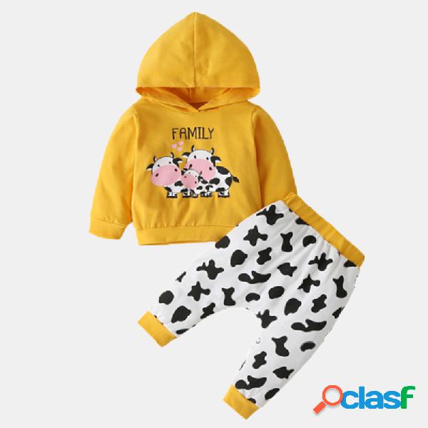 Conjunto de roupas casuais de mangas compridas de impressão