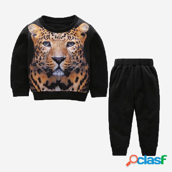 Conjunto de roupas casuais de mangas compridas de tigre 3D