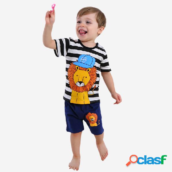 Conjunto de roupas de pijama listrado de manga curta Soft de