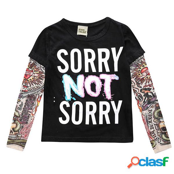 Cool Impresso Meninos Manga Longa Tops Primavera Outono