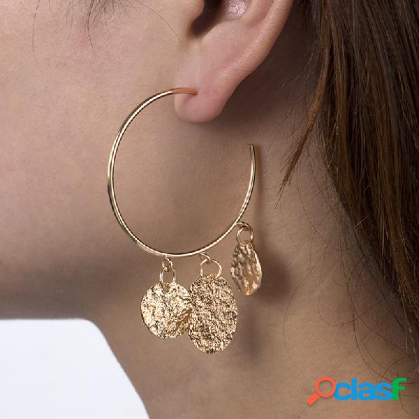 Círculo na moda Brincos Metal Rodada Lantejoulas Pingente