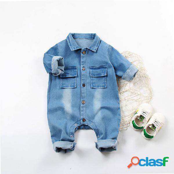 Desenhos animados do bebê Impresso Denim Romper Para 0-24M