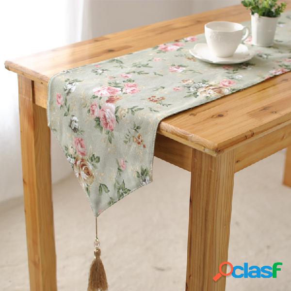 Elegante Rose Cotton Linen Table Runner Desk Cover Heat