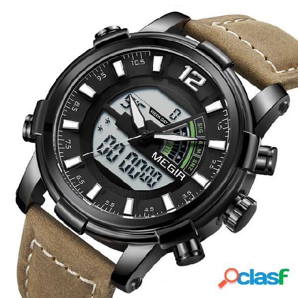 Estilo militar do esporte LED Cronógrafo luminoso Dual