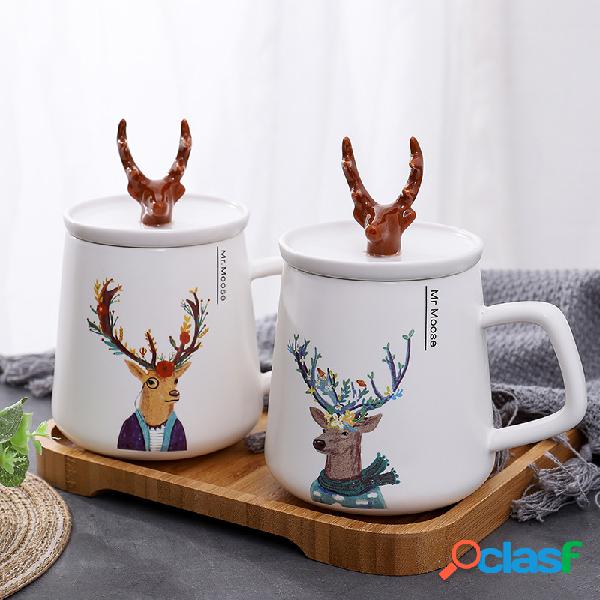 Estilo nórdico INS Criativo Antlers Cerâmico Copo Com