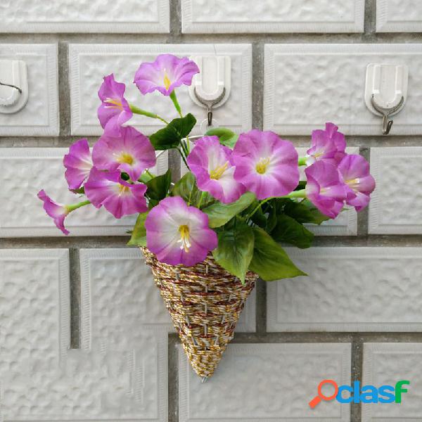Flor violeta parede hera flor cesta de suspensão