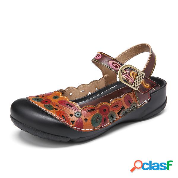 Folkways Floral Impresso Oco Out Fivela de metal Gancho