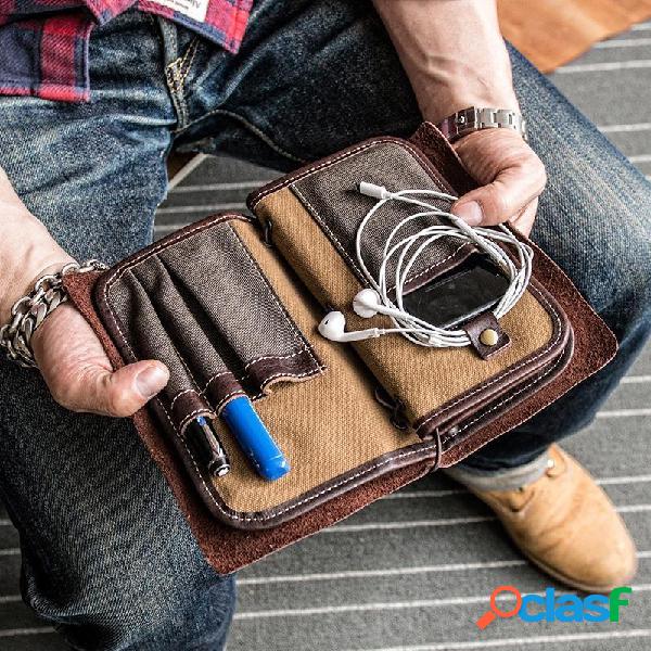 Homens Carteira De Cartão Vintage Solid Phone Bolsa Long