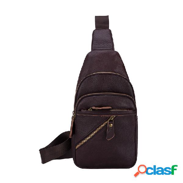 Homens Couro PU Peso Leve Sólido Crossbody Liso Bolsa Peito