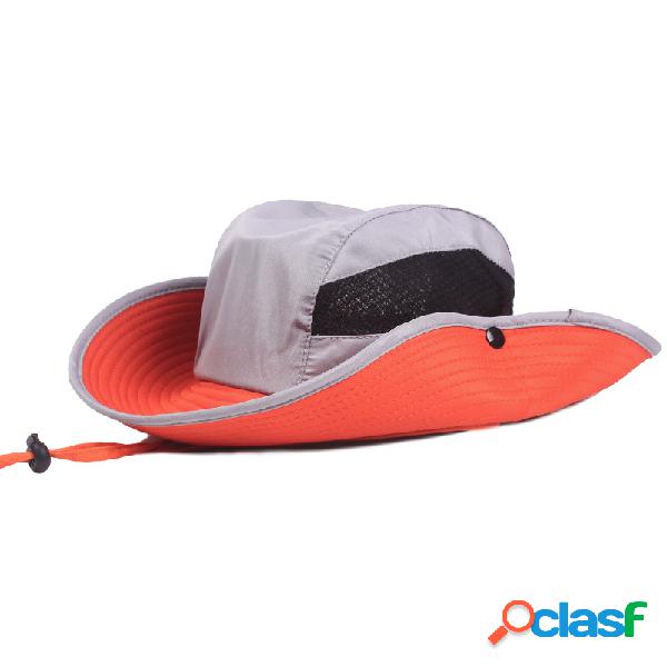 Homens Dobrável Ao Ar Livre Malha Sol Chapéu Largo Brim