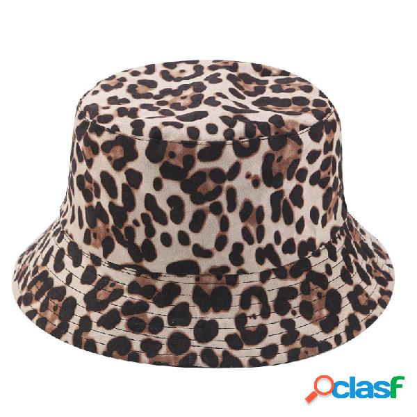 Homens Dupla-Face Leopardo Pescador Chapéu Camurça
