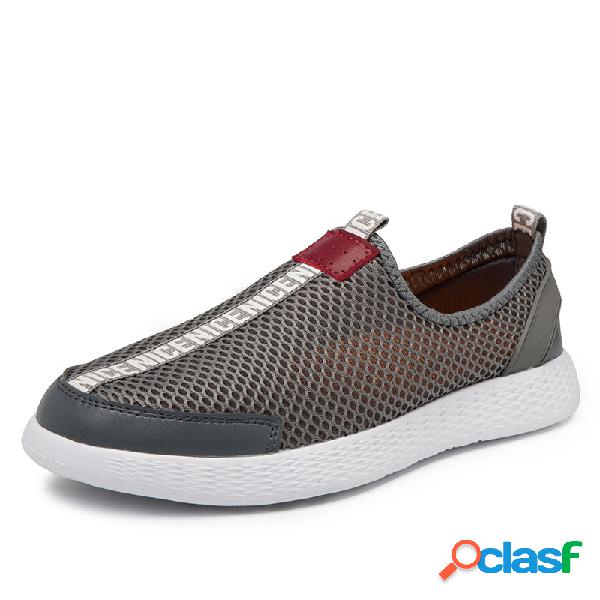 Homens Malha Peso Leve Soft Sole Comfy Slip On Walking