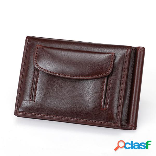 Homens Multi-função 6 Card Slot Small Wallet Solid Coin