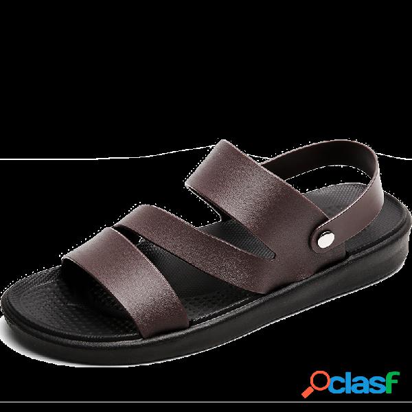 Homens Pure Color Adjustabler Heel Strap Chinelos Casual