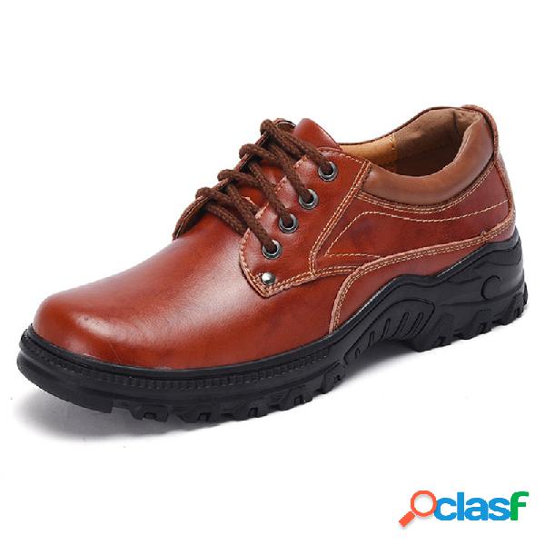 Homens Pure Color Couro Slip Resistant Outdoor Casual