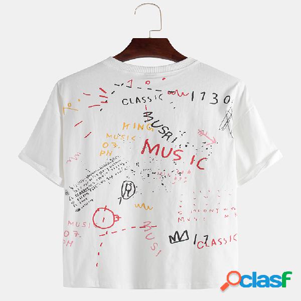 Homens alfabeto grafite solto camo hip hop t-shirt de manga