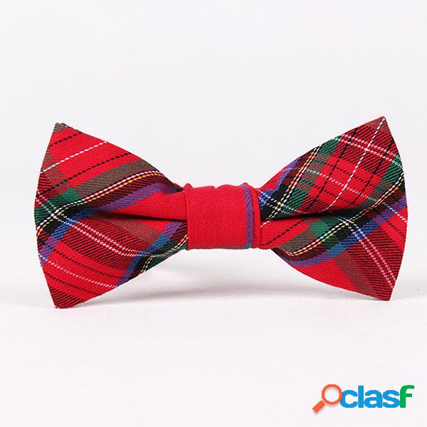 Homens de algodão xadrez impressão bowtie ajustável festa
