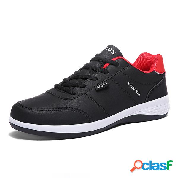 Homens de couro PU Lace Up Sport Casual Running Sneakers