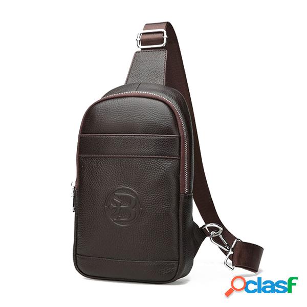 Homens de couro Vintage peito Bolsa Negócios Crossbody