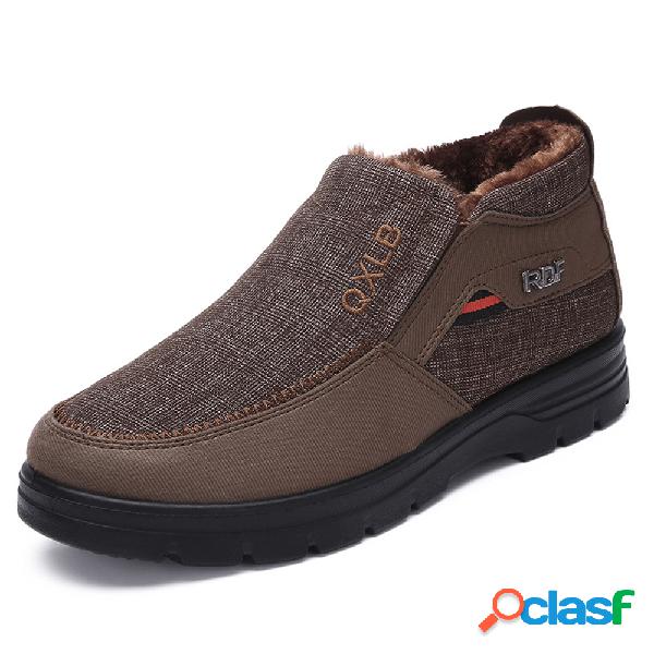Homens de grande tamanho Splicing Fabric Plush Lining Slip