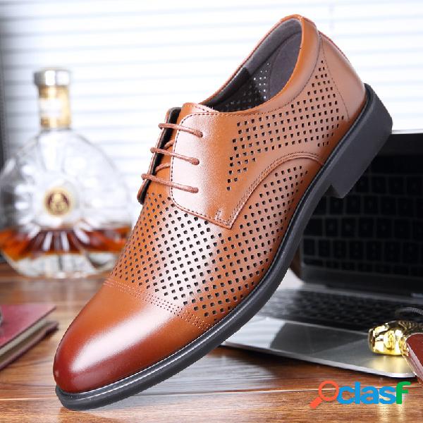 Homens respirável oco Out Toe Lace Up Business formal