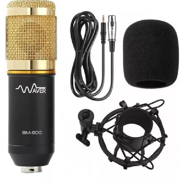 Kit microfone Bm800 Dourado + Placa Usb + Nfe