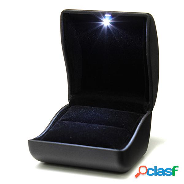 LED iluminado PU caixa de anel caixa de jóias caixa