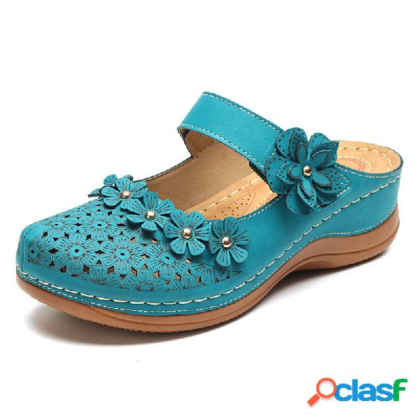 LOSTISY Flor Vintage Fechado Toe ajustável Gancho