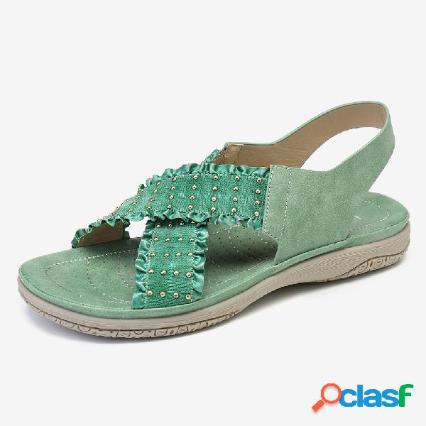 LOSTISY Mulheres Lace Decor Cross Elastic Banda
