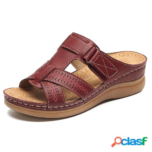LOSTISY Toe Aberto Gancho Laço Casual Cunhas Praia
