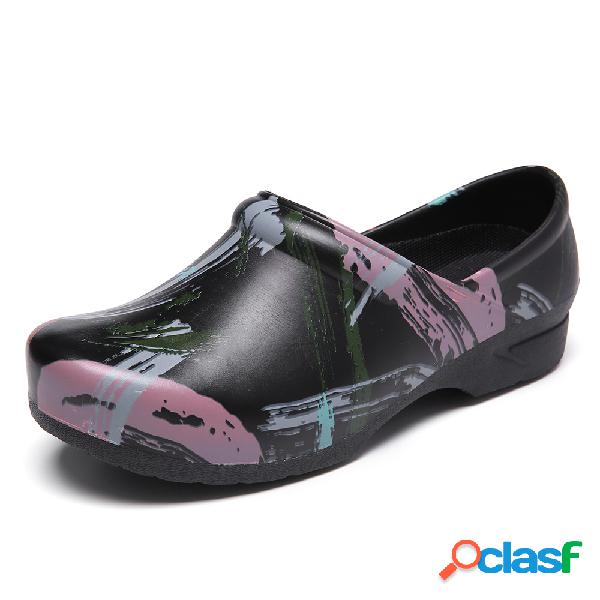 Leve Splash-ink Impresso Slip-on Flats Antiderrapante Jardim