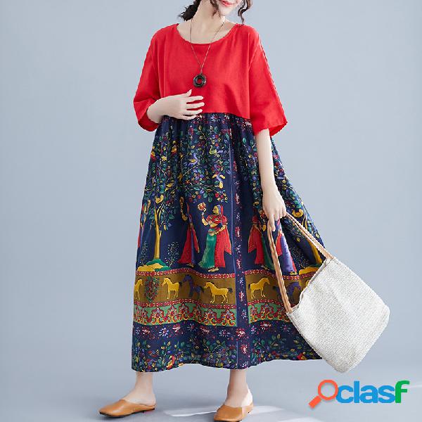 Loose Era fina de mangas curtas Hit Color Dress