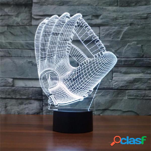 Luvas de basebol 3D Night Light 7 Mudança de cor LED Desk