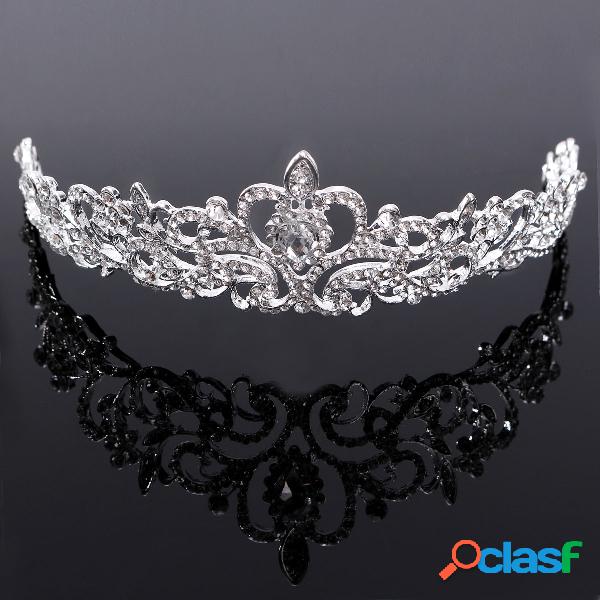 Luxo elegante Headband Rhinestone Crystal Queen Crown Head