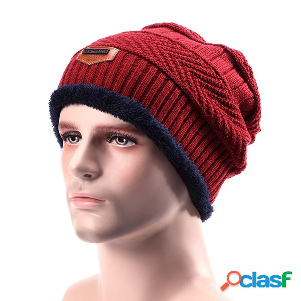 Masculino Malha Desleixado Gorro Chapéu Forro De Pelúcia