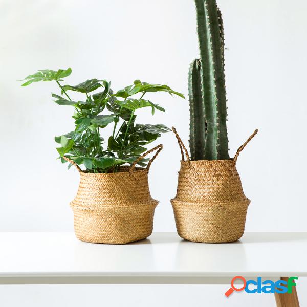 Mat Grass Belly Basket Storage Plant Pot Foldable Nursery