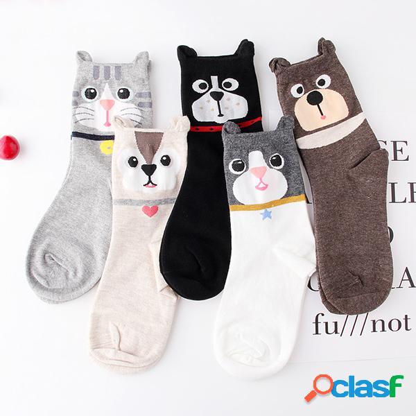 Meias Femininas de Cartoon Fofo em Forma de Orelhas de Gato