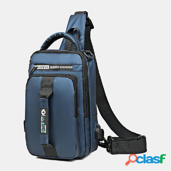 Men Multi-Carry USB Charging Waterproof Outdoor Chest Bolsa