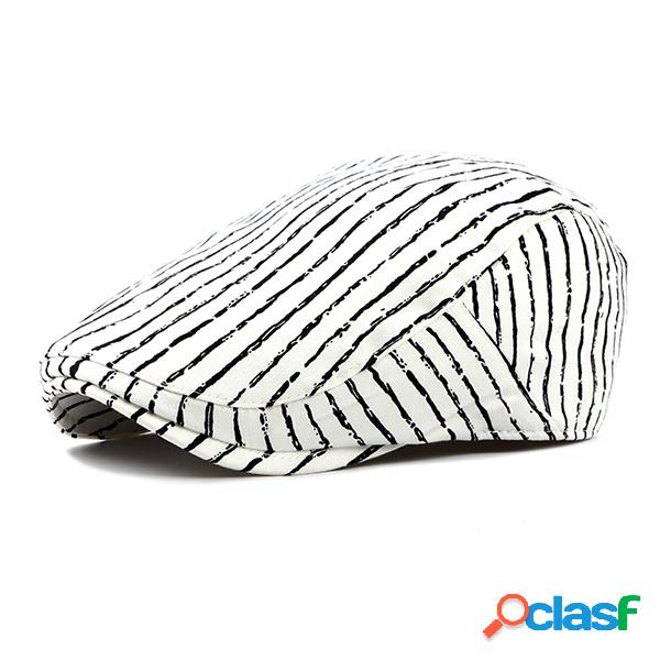 Men Women Breathable Cotton Stripe Beret Warm Cap Casuais