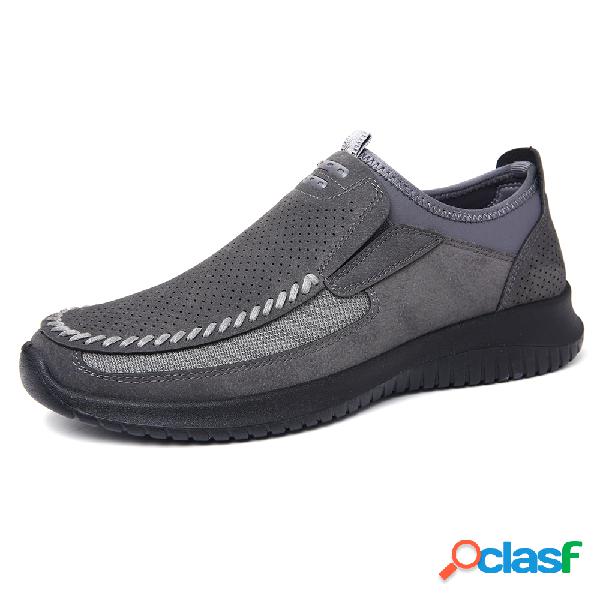 Menico Homens Costura Microfibra Couro Oco Sapatos Casuais