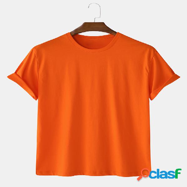 Mens 100% algodão 5 cores básico camiseta manga curta