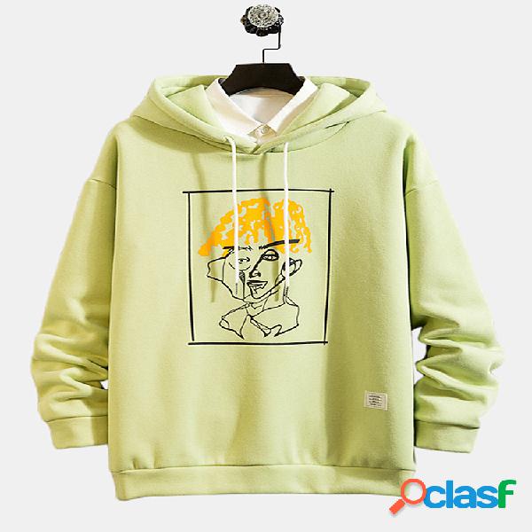 Mens Casual Graffiti Print Slogan Graphic Bordado Hoodies