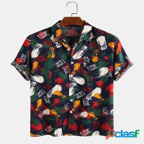 Mens Cotton Colorful Escova Graffiti geral impresso férias
