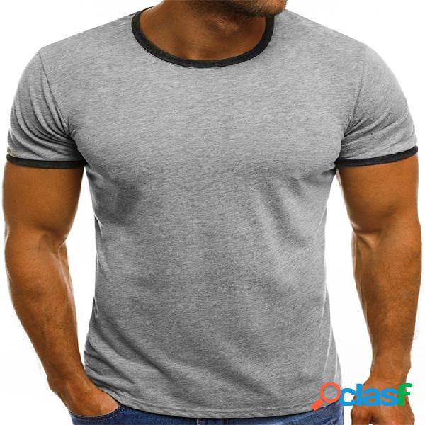 Mens Cotton Crew Neck Basic Muscle Fit T-shirt de manga