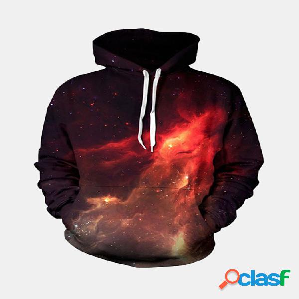 Mens Fashion 3D Colorful Hoodies de impressão Zipper Slim