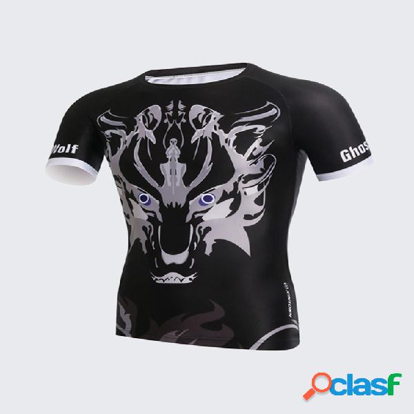 Mens Ghost Wolf impressão secagem rápida Academia esportes