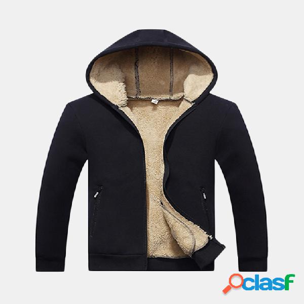 Mens Inverno Quente Forro de Lã Grossa Térmica Hoodies Cor