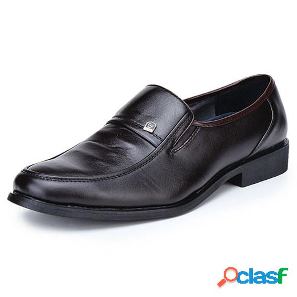 Mens Metal Pure Color Slip On Flat Business Formal Shoes
